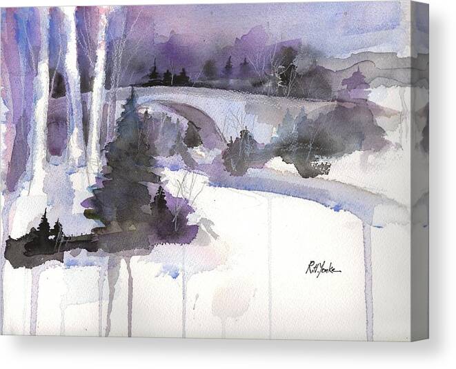 Casselman Bridge Canvas Print featuring the painting Casselman in Winter by Robert Yonke
