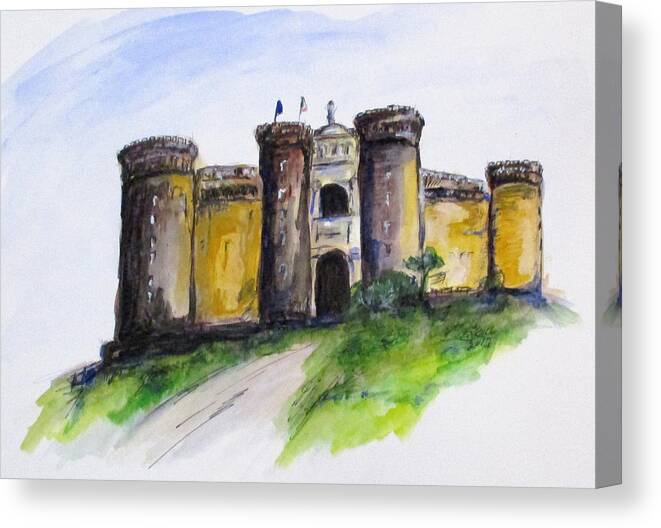Painting Canvas Print featuring the painting Castle Nuovo, Napoli by Clyde J Kell