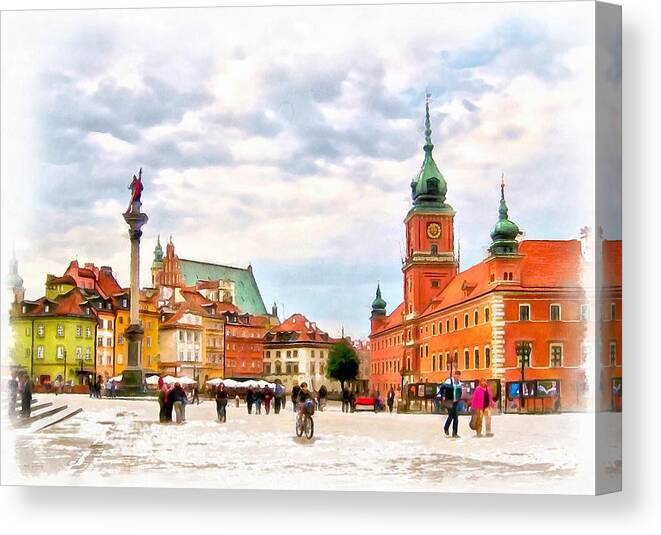 Castle Square Canvas Print featuring the painting Castle Square, Warsaw by Maciek Froncisz