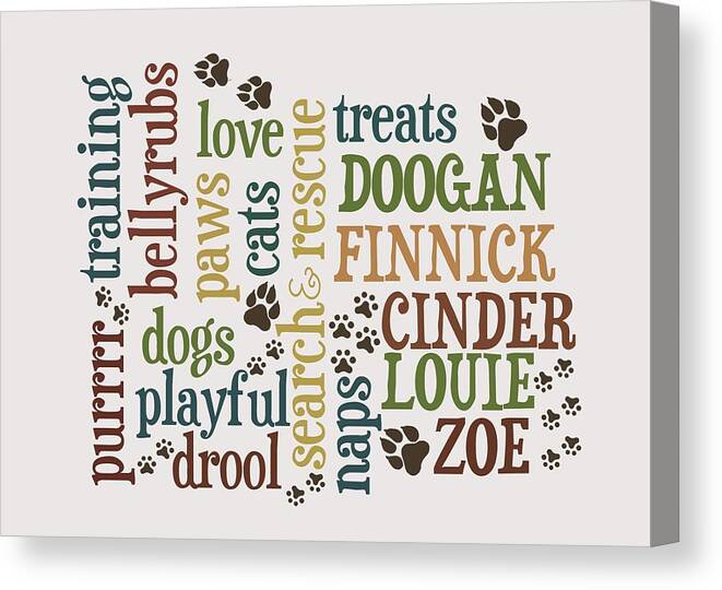  Canvas Print featuring the digital art Cats and Dogs by Heather Applegate
