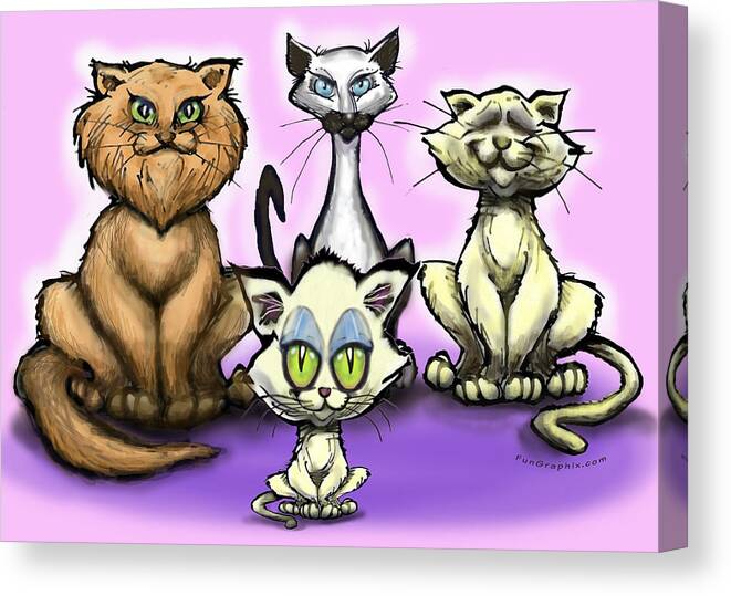 Cat Canvas Print featuring the painting Cats by Kevin Middleton