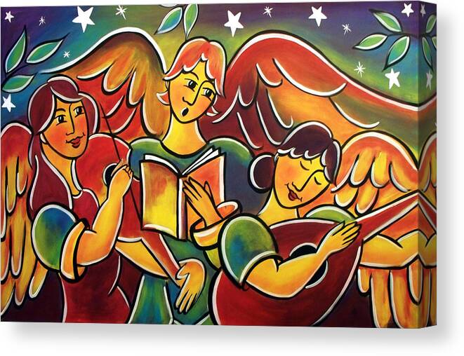Angels Canvas Print featuring the painting Celestial symphony by Jan Oliver-Schultz
