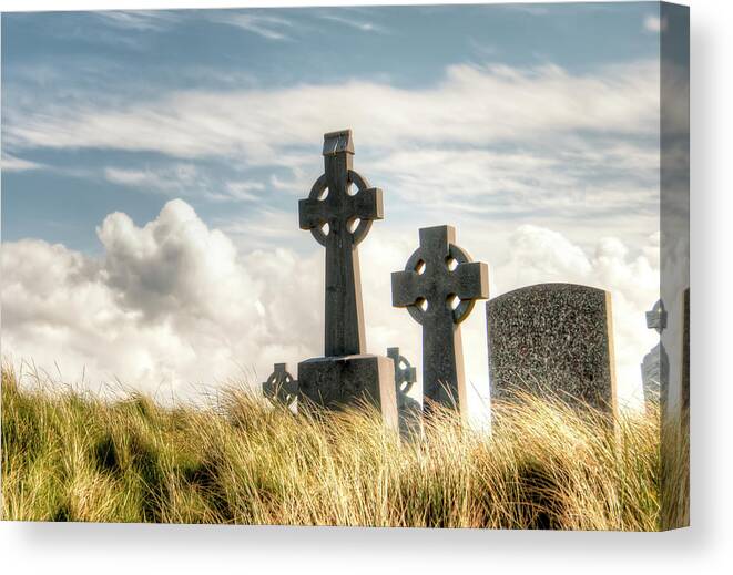 Aran Islands Canvas Print featuring the photograph Celtic Grave Markers by Natasha Bishop
