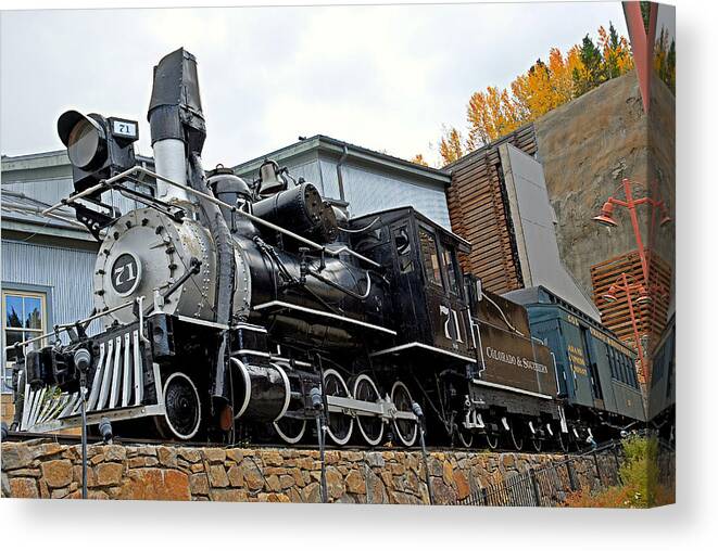 Central City Canvas Print featuring the photograph Central City Locomotive by Robert Meyers-Lussier