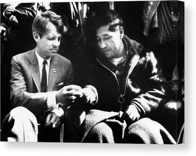 History Canvas Print featuring the photograph Cesar Chavez Ends His Hunger Strike by Everett