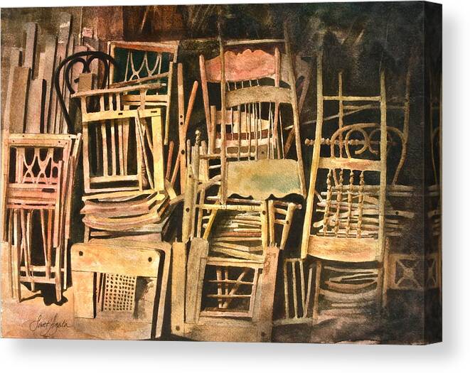 Chair Canvas Print featuring the painting Chairs by Frank SantAgata