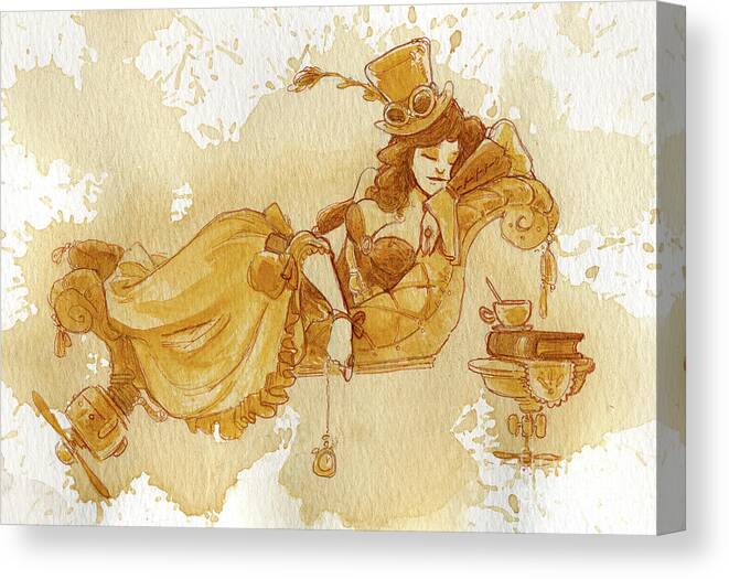 Steampunk Canvas Print featuring the painting Chaise by Brian Kesinger