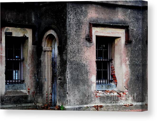 Charleston South Carolina Canvas Print featuring the photograph Old Jail Door and Windows 1802 by Jacqueline M Lewis