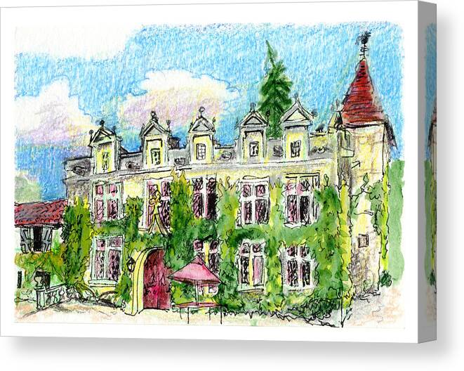 French Canvas Print featuring the painting Chateau de Maumont by Tilly Strauss