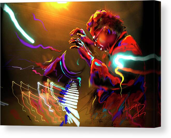 Guitar Canvas Print featuring the painting Chick Corea by DC Langer