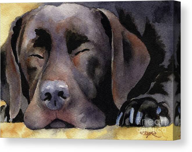Chocolate Lab Canvas Print featuring the painting Chocolate Lab Sleeping by David Rogers