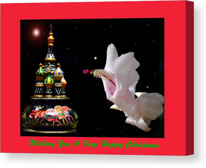 Christmas Cards Canvas Print featuring the photograph Christmas Cactus Floral Fantasy. by Terence Davis