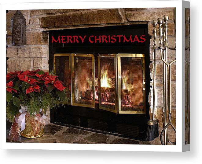 Greeting Card Canvas Print featuring the photograph Christmas Fireplace by Geraldine Alexander