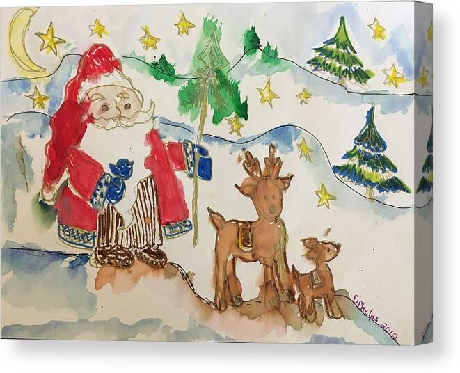 Watercolor Canvas Print featuring the painting Christmas is Coming by Dottie Visker