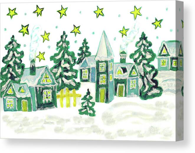 Christmas Canvas Print featuring the painting Christmas picture in green by Irina Afonskaya
