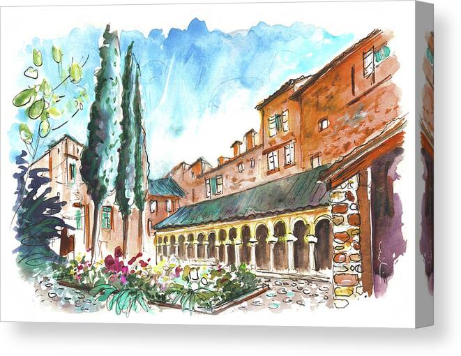 Travel Canvas Print featuring the painting Cloitre Saint Salvy In Albi by Miki De Goodaboom