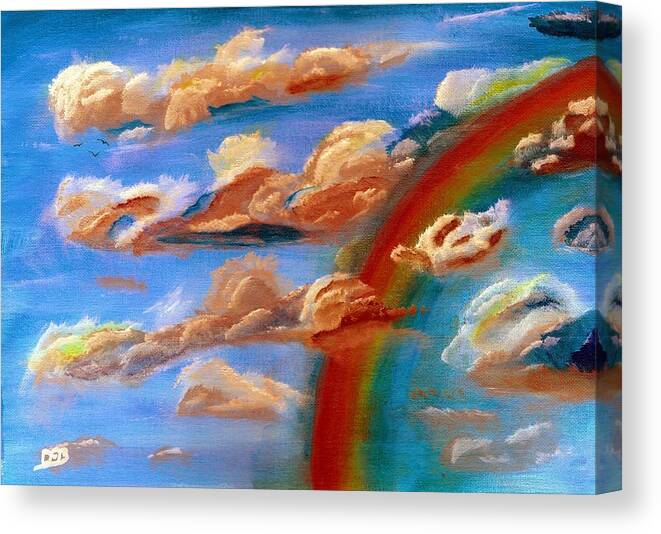 Clouds Canvas Print featuring the painting Cloud Busting DA by David Bigelow