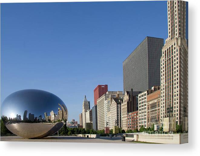 Bean Canvas Print featuring the photograph Cloudgate Reflects Michigan Avenue by David Levin