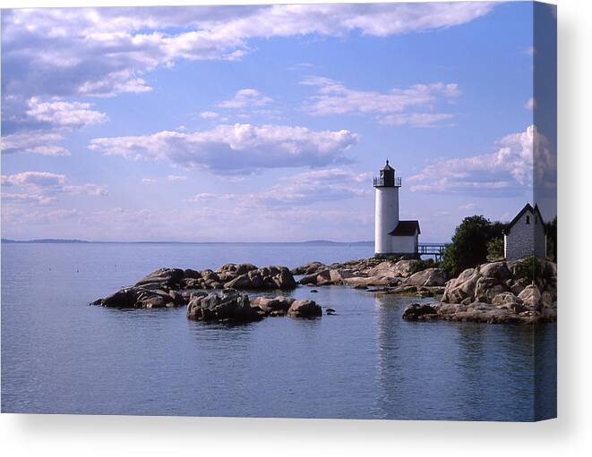 Landscape Lighthouse New England Nautical Canvas Print featuring the photograph Cnrf0901 by Henry Butz