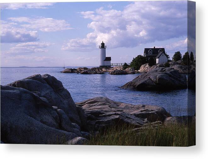 Landscape Lighthouse New England Annisquam Harbor Light Gloucester Canvas Print featuring the photograph Cnrf0903 by Henry Butz