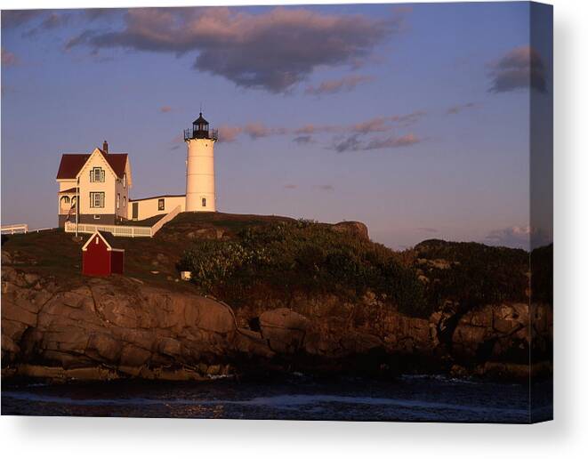 Landscape New England Lighthouse Nautical Coast Canvas Print featuring the photograph Cnrf0908 by Henry Butz