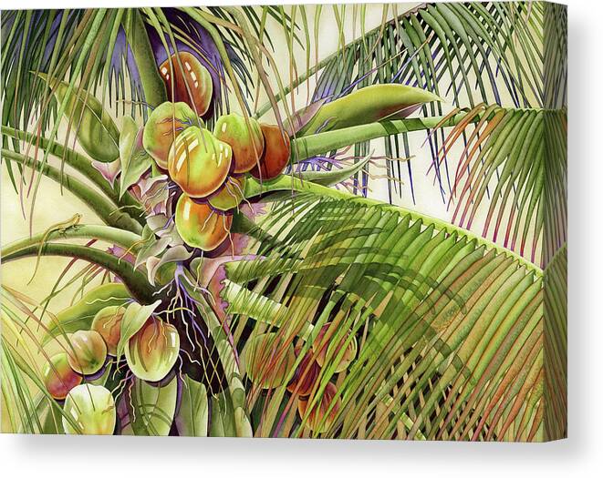 Coconut Canvas Print featuring the painting Coconut Palm by Lyse Anthony