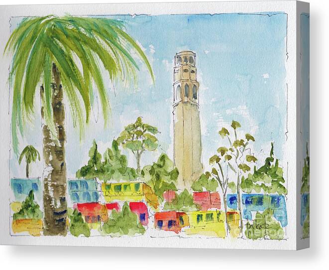 Impressionism Canvas Print featuring the painting Coit Tower by Pat Katz