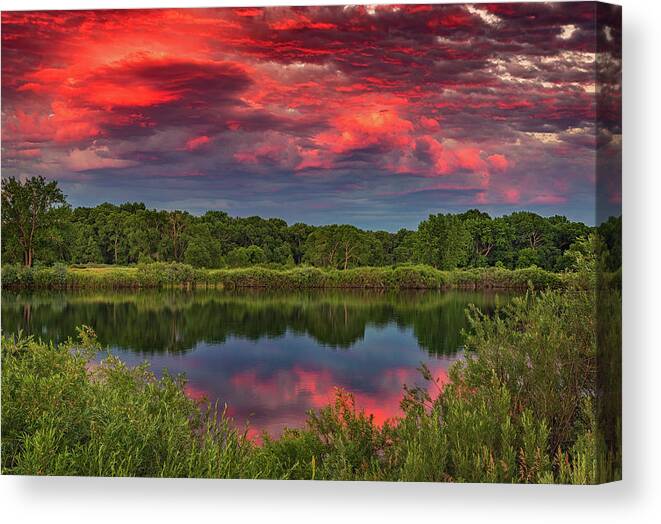 Colorado Canvas Print featuring the photograph Colorado Ponds Sunset by Darren White