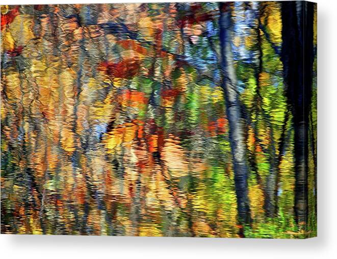Autumn Canvas Print featuring the photograph Colorful Autumn Reflection by Frozen in Time Fine Art Photography