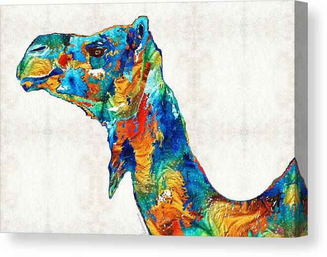 Camel Canvas Print featuring the painting Colorful Camel Art by Sharon Cummings by Sharon Cummings