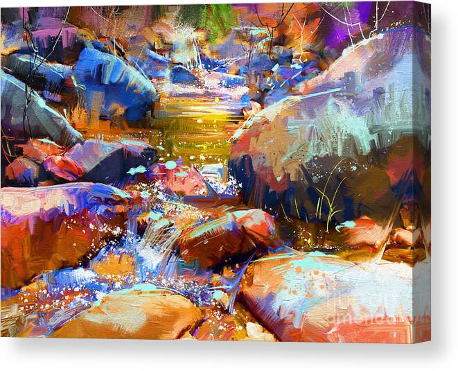 Art Canvas Print featuring the painting Colorful Stones by Tithi Luadthong