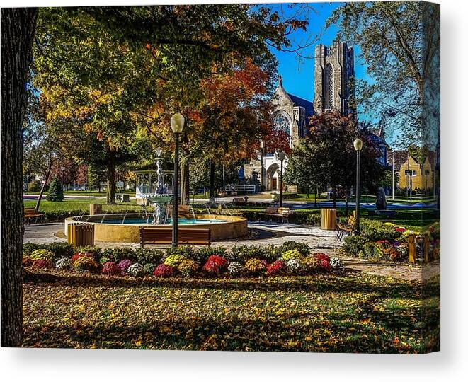 Canvas Print featuring the photograph Columbus Day in the park by Kendall McKernon