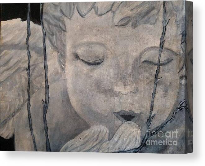 Angel Canvas Print featuring the painting Concret Angel by Lori Jacobus-Crawford