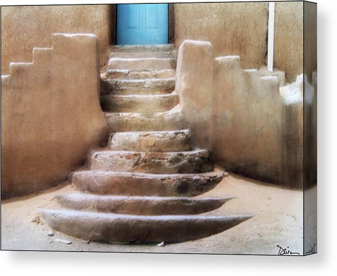 Mission Canvas Print featuring the photograph Convent Church Steps in Acoma by Peggy Dietz