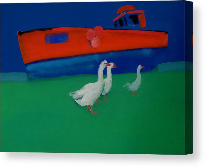 Geese Canvas Print featuring the painting Cool And Dry by Charles Stuart