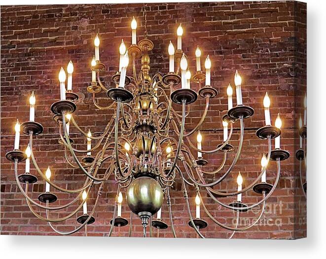 Chandelier Canvas Print featuring the photograph Cordage Company Mill No 1 Chandelier by Janice Drew