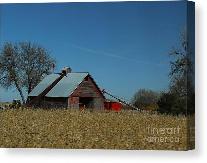 Farmland Canvas Print featuring the photograph Corn crib by Yumi Johnson