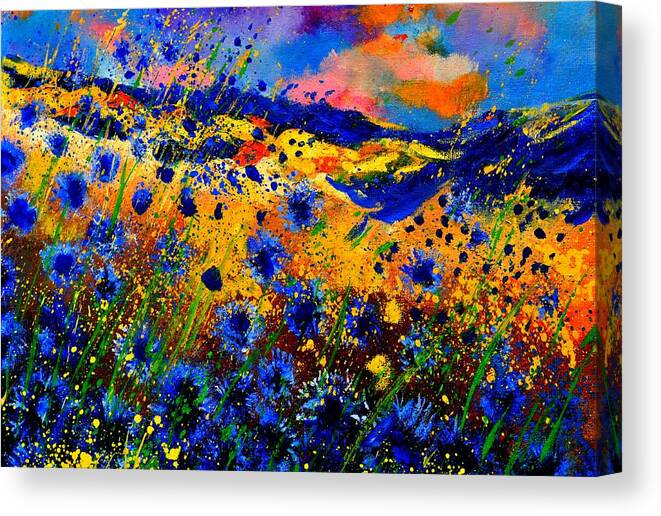 Colorful Canvas Print featuring the painting Cornflowers 746 by Pol Ledent