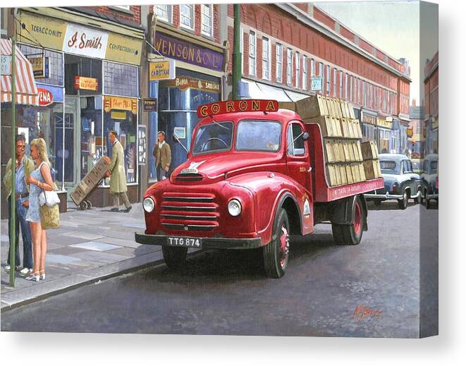 Painting For Sale Canvas Print featuring the painting Corona drinks lorry. by Mike Jeffries