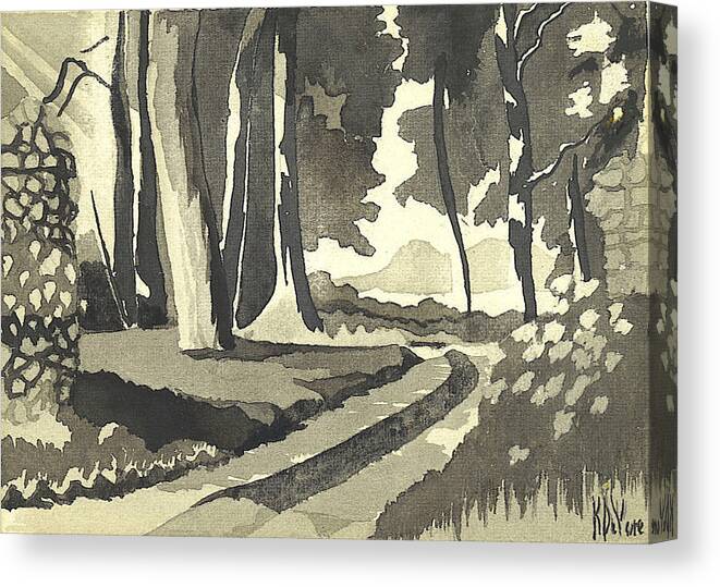 Rural Canvas Print featuring the painting Country Lane in Evening Shadow by Kip DeVore