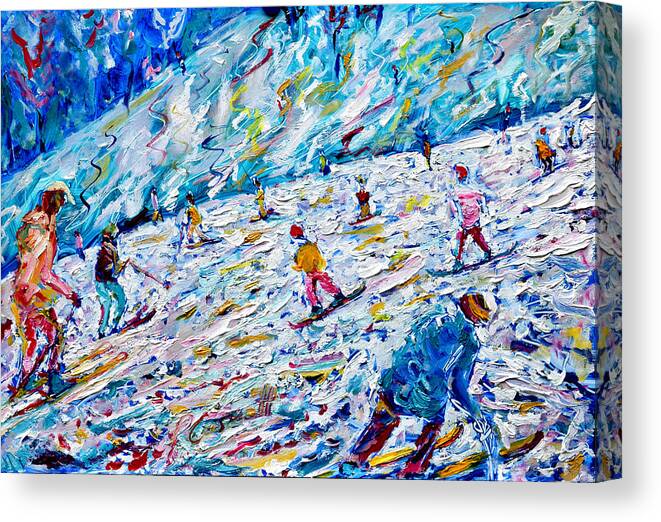 Skiing Canvas Print featuring the painting Coupe Du Monde Val D'Isere by Pete Caswell
