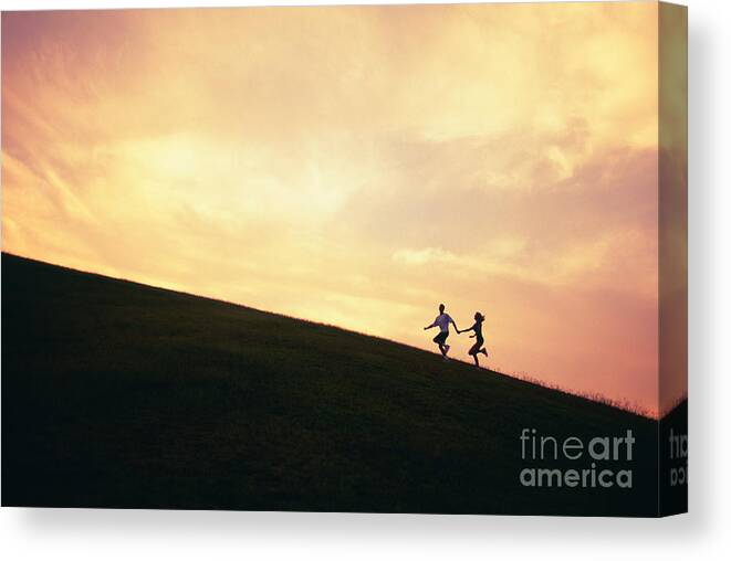 Active Canvas Print featuring the photograph Couple on Hill by Dana Edmunds - Printscapes