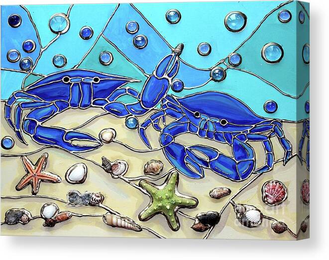 Chesapeake Canvas Print featuring the painting Crab Conversation by Cynthia Snyder