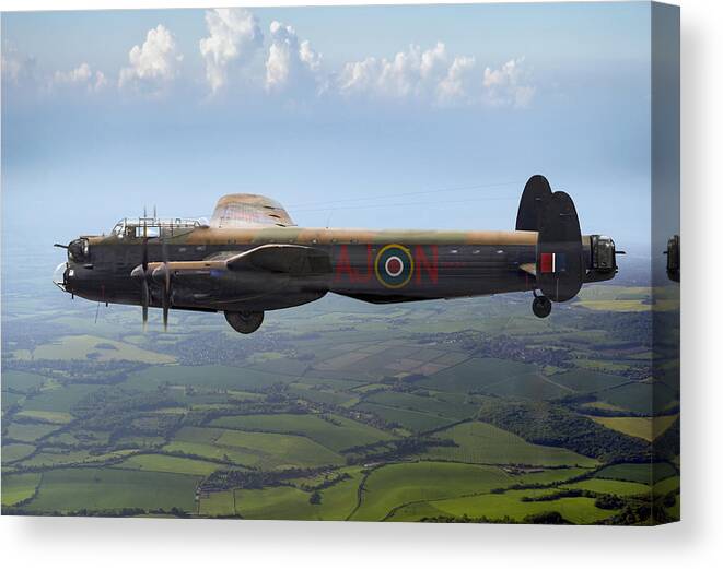 Avro Lancaster Canvas Print featuring the photograph Dambusters Lancaster AJ-N by Gary Eason