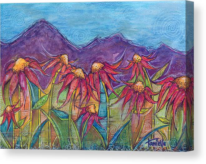 Nature Canvas Print featuring the painting Dancing Flowers by Tanielle Childers