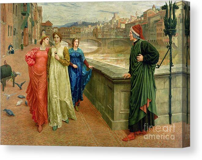 Dante And Beatrice Canvas Print featuring the painting Dante and Beatrice by Henry Holiday