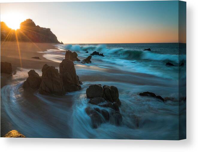 Cabo San Lucas Canvas Print featuring the photograph Dawn Over The Cliffs by Owen Weber