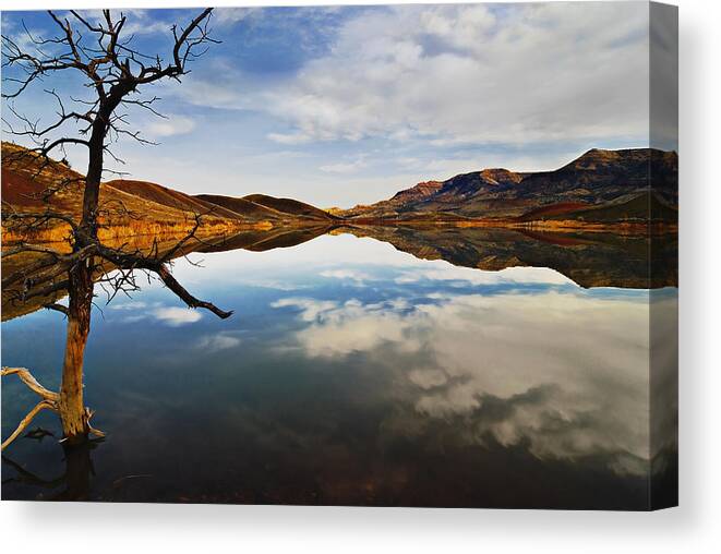 Painted Hills Canvas Print featuring the photograph Oregon Desert Reflections by John Christopher