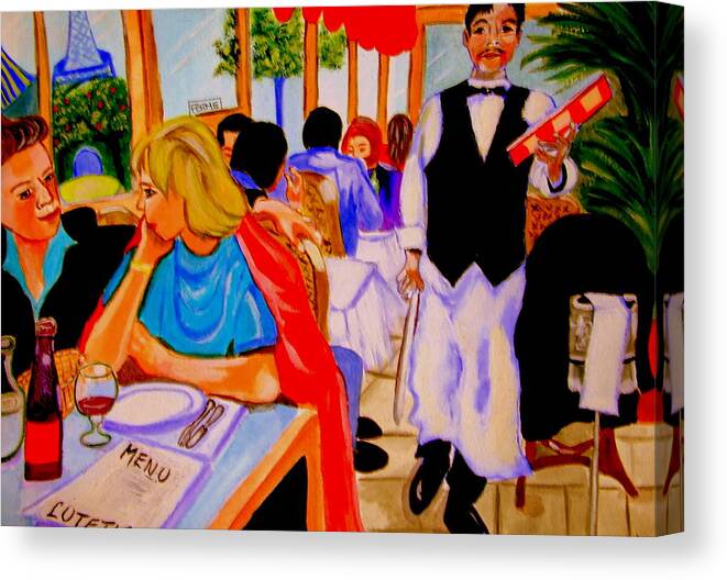 Paris Canvas Print featuring the sculpture Diners at La Lutetia by Rusty Gladdish