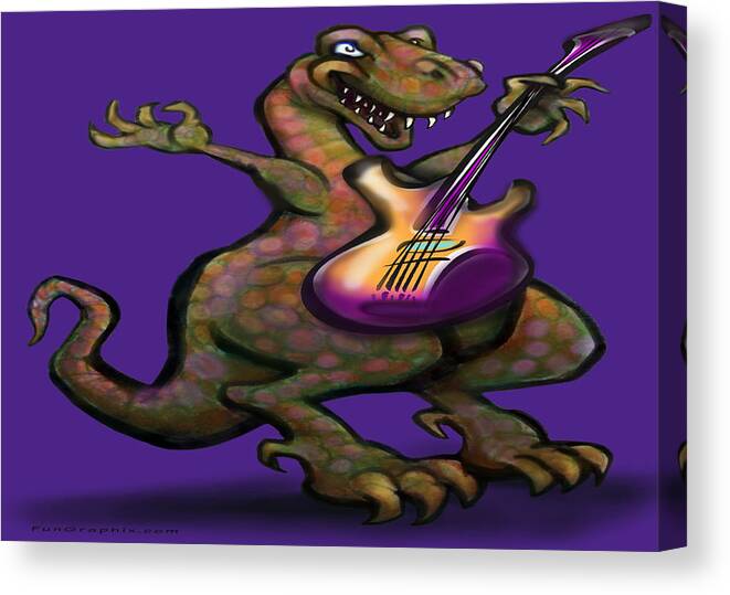 Dinosaur Canvas Print featuring the painting DinoRock by Kevin Middleton